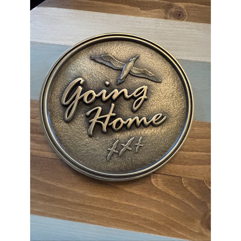 Going Home Brass Magnetic Casket Medallion BATESVILLE 4.25”